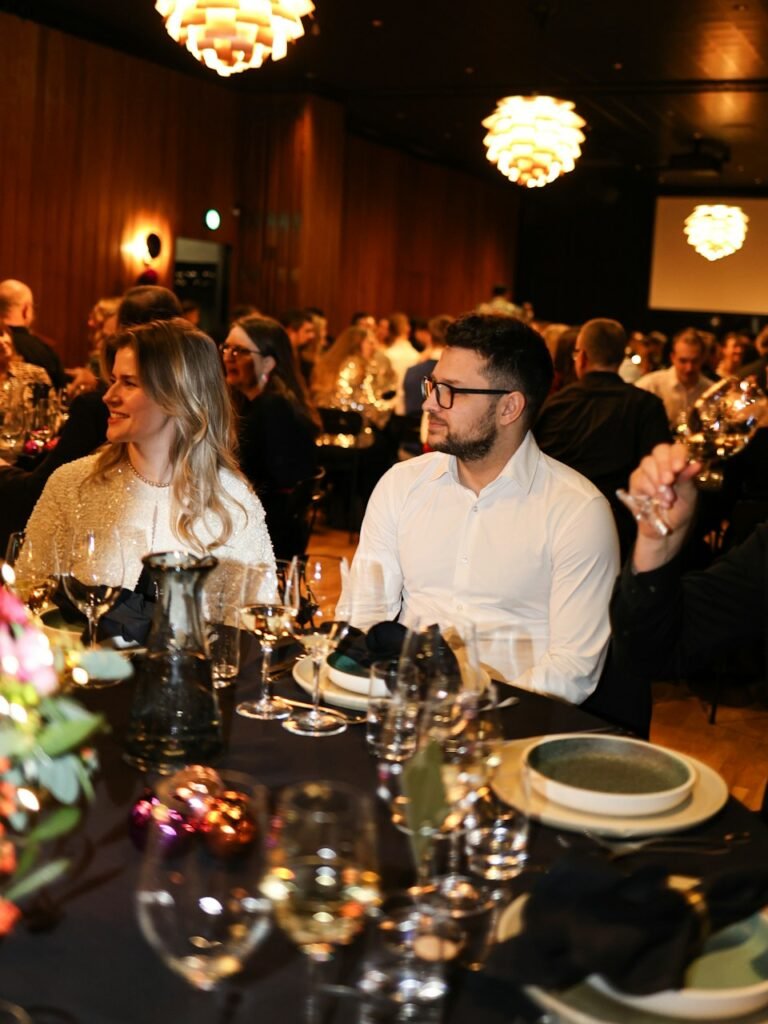 Guests attending a formal dining event