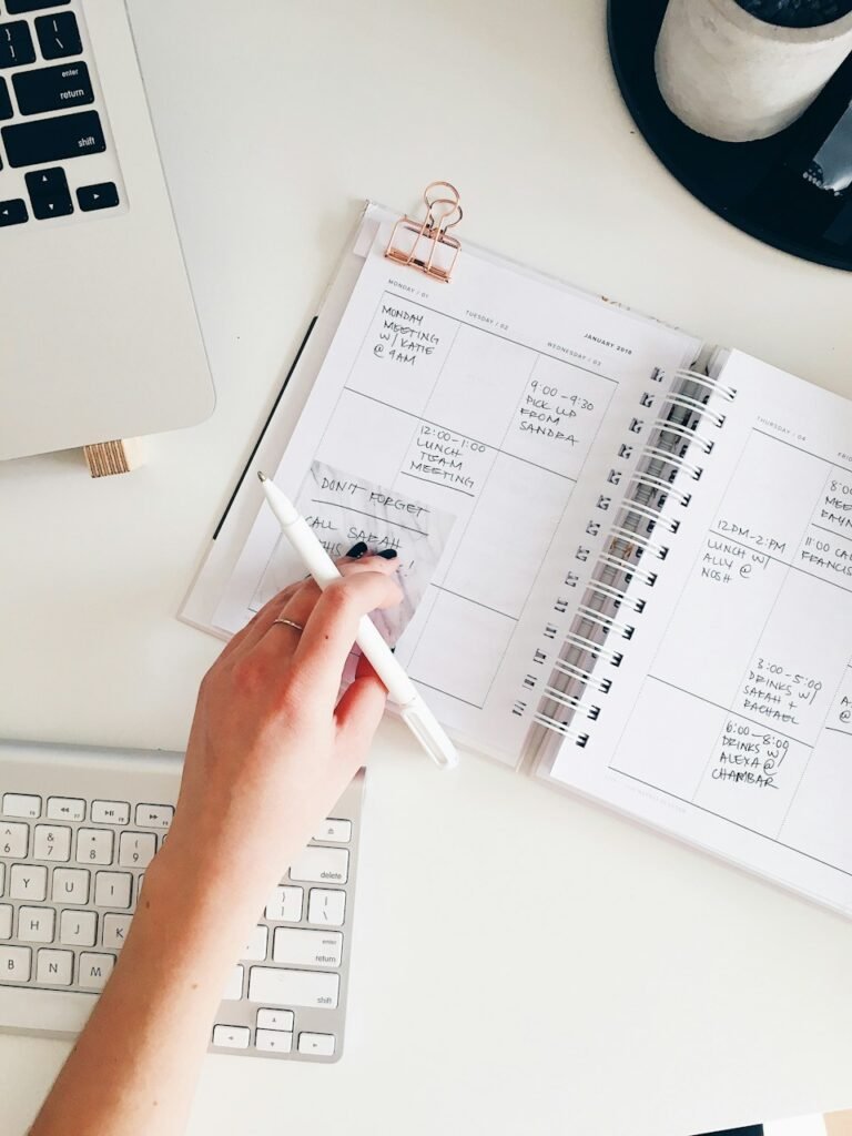 Calendar and notebook for planning training